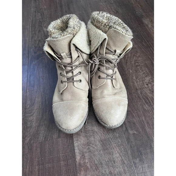 CLIFFS Womens Boots Brown Lace Suede 8.5 Outdoor Minimalist Tan Knit Ankle - Picture 3 of 6